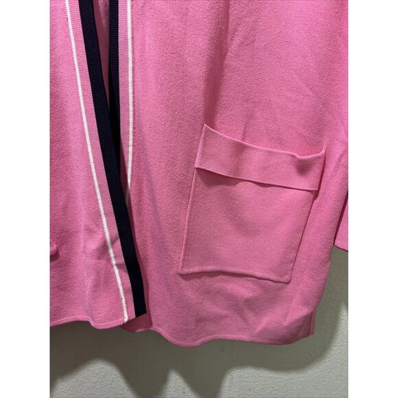 Vtg Grace Dane Lewis Mid Length Bright Pink Stripes Cardigan Size 1X Button NWT - Picture 7 of 11